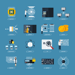 Quantum Computing Icons - Processor & Qubit vector image