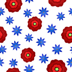 Seamless pattern with flowers in flat style vector