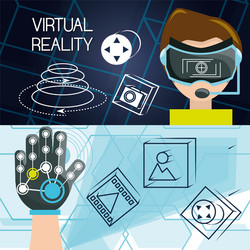 virtual reality game with futuristic technology vector image