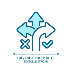 2d customizable thin line blue correct way icon vector image