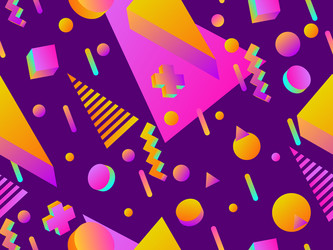 3d geometric seamless pattern in 80s style vector image