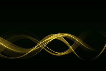 Abstract shiny golden wave design element on black vector