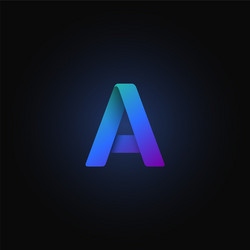 blue paper folded character from a typeset vector image