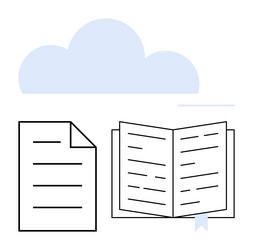 cloud-based document and book storage concept vector image