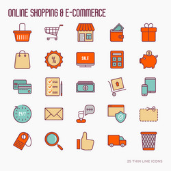 E-commerce shopping thin line icons set vector