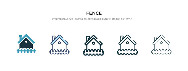 Fence icon in different style two colored vector