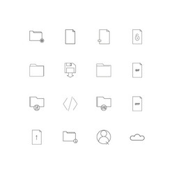 files and folders sign simple linear icons set vector image