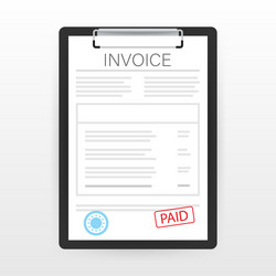 invoice with paid stamp in clipboard stock vector image