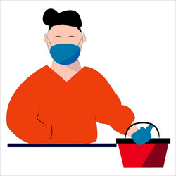 man shows a sheet with contract vector image
