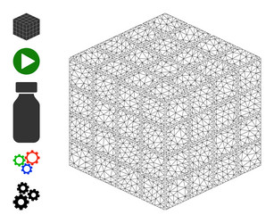 mesh network isometric cube icon vector image