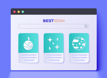 set falling stars moon with flag and planet mars vector image