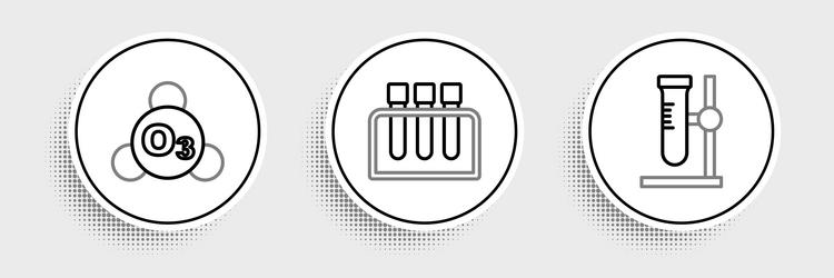 set line test tube flask on stand ozone and icon vector image