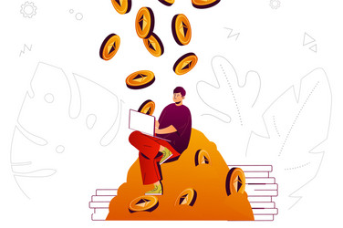 cryptocurrency mining web concept man increases vector image