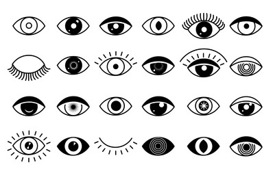 Eye Icon Set: Open and Closed Eyes vector image
