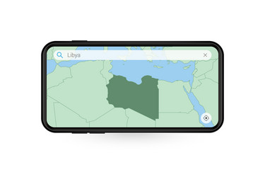 searching map libya in smartphone vector image