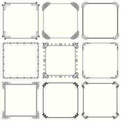 Collection of simple square frame with elements Vector Image