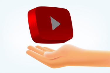 youtube application 3d button with the hand vector image