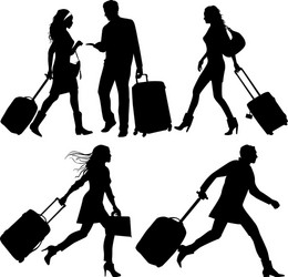 Airport Rush - Silhouettes Vector Image