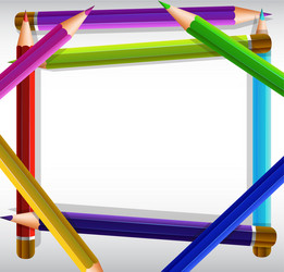 border template with color pencils as frame vector image