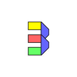 font alphabet folded from colored paper number vector image