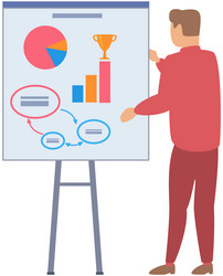 Man standing near flipchart with diagram vector