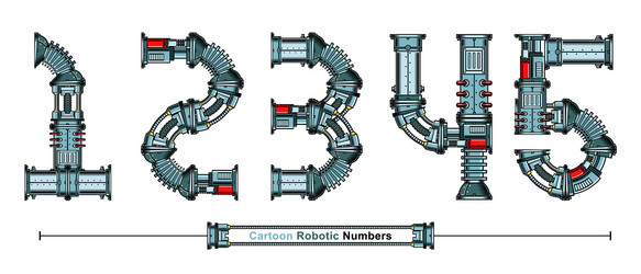 numbers typography font robotic style in a set vector image
