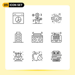 pictograph set 9 simple outlines player user vector image