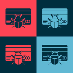 pop art system bug in credit card icon isolated vector image