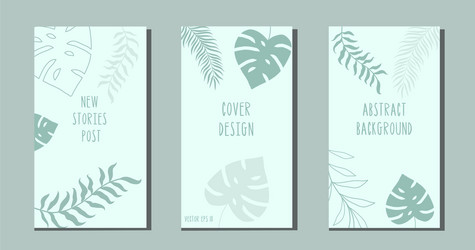 Set botanical art lines on abstract backgrounds vector