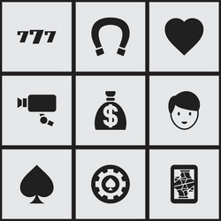 set of 9 editable game icons includes symbols vector image