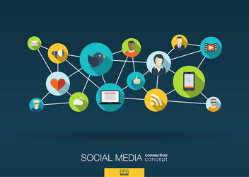 social media network background with integrate vector image