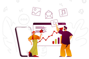 digital marketing web concept team promoting vector image