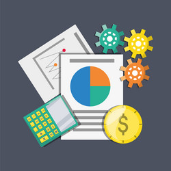 Documents calculator and coins investment concept vector