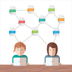 file extensions people with computers vector image