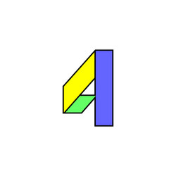 font alphabet folded from colored paper number vector image