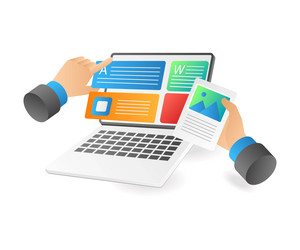 Hands Creating Content - Blog Article vector image