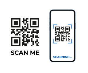 QR Code Scan on Smartphone Screen vector image