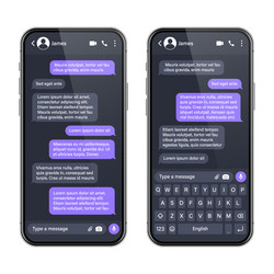 realistic smartphone with messaging app sms text vector image