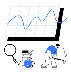robot analyzing cryptocurrency trends and miner vector image