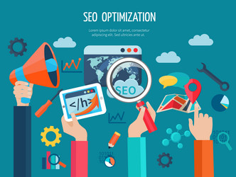 seo optimization concept with hands vector image