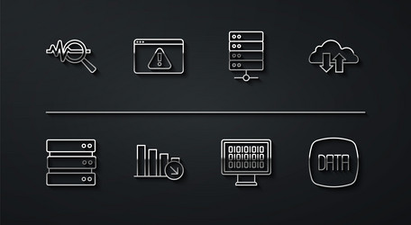 set line search data analysis server cloud vector image