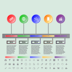 colorful buttons timeline with set of icons vector image