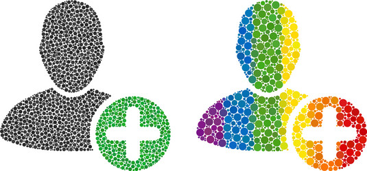 dotted add user mosaic icon bright round dots vector image