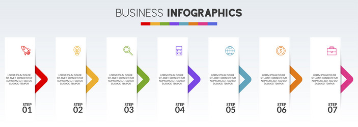 infographics design template and icons with 7 vector image