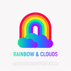 rainbow with gradient clouds icon lgbt symbol vector