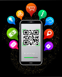 scanning qr code using smartphone isolated vector image