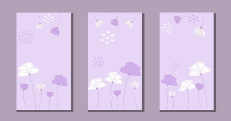 set botanical art lines on abstract backgrounds vector image