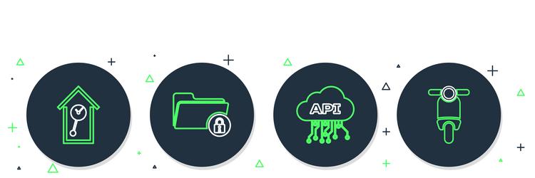 set line folder and lock cloud api interface vector image