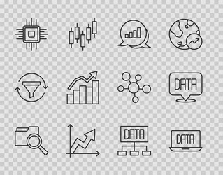 set line search with folder data analysis pie vector image