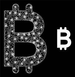 Shiny web bitcoin with colored light spots vector